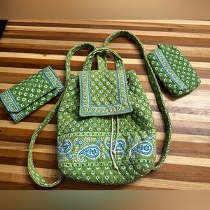 Vera Bradley Backpack with wallet and cosmetic bag